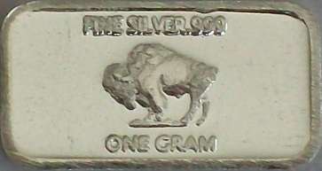 1 Gram .999 Fine Silver Buffalo Bar