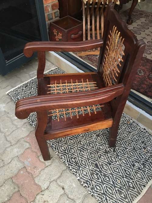 STUNNING REFURBISHED IMBUIA RIEMPIE CHAIR