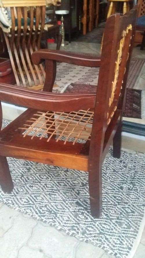 STUNNING REFURBISHED IMBUIA RIEMPIE CHAIR