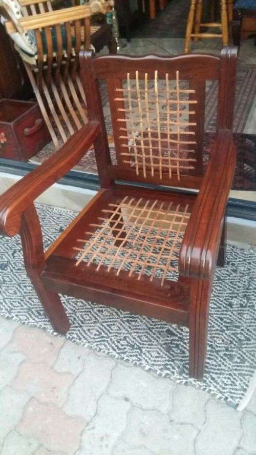 STUNNING REFURBISHED IMBUIA RIEMPIE CHAIR