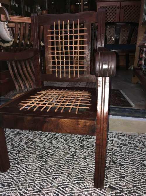 STUNNING REFURBISHED IMBUIA RIEMPIE CHAIR