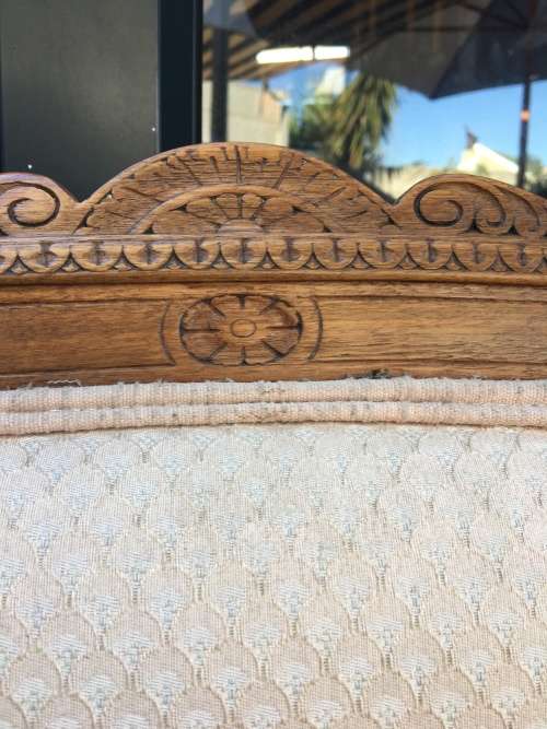 Stunning Edwardian upholstered arm chair with exquisite carved detailing