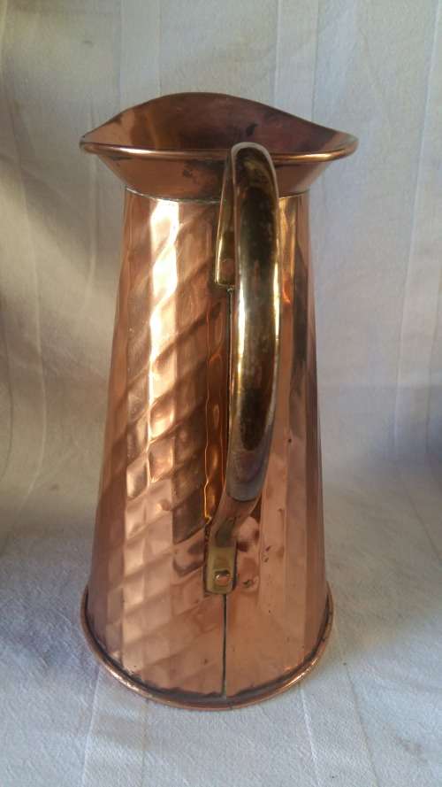 Stunning Tall  Antique Copper Jug with Brass Handle