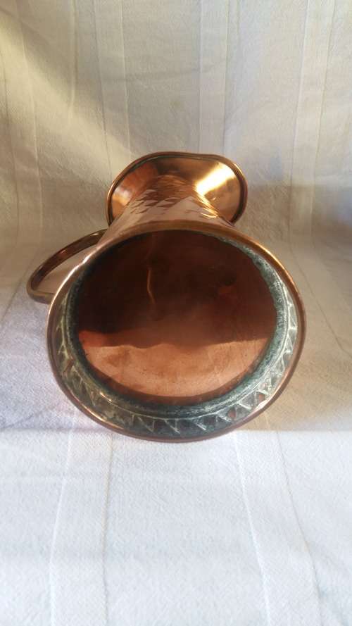 Stunning Tall  Antique Copper Jug with Brass Handle