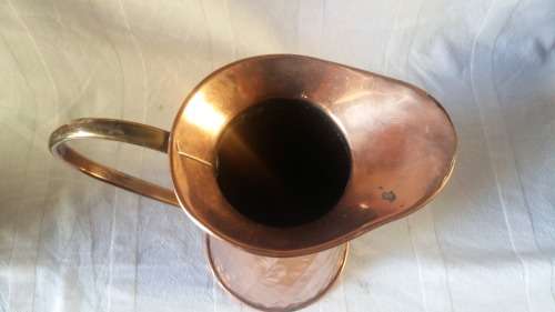 Stunning Tall  Antique Copper Jug with Brass Handle