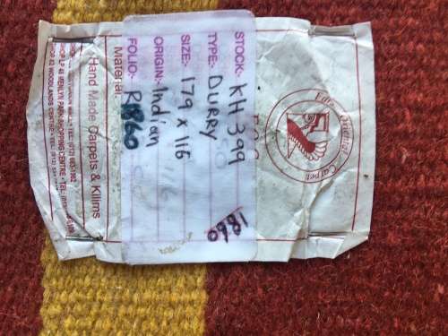 GORGEOUS HANDMADE GENUINE TRIBAL INDIAN DHURRIE KELIM CARPET - 1800 x 1155mm