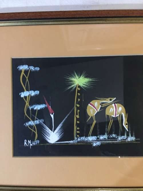 WOW !!! A STUNNING FRAMED PAINTING BY FAMOUS CONGO ARTIST R.MUNISA 1980's