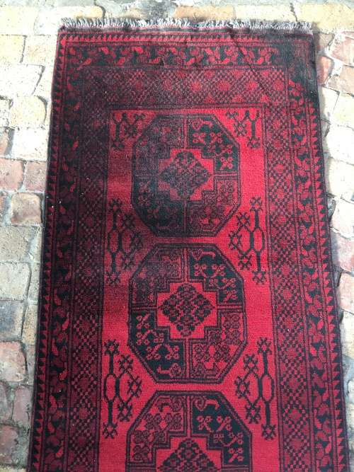GORGEOUS GENUINE WOOL HAND KNOTTED AFGHAN PERSIAN RUNNER 3750 X 830mm