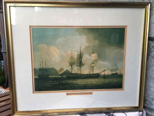 WOW !!! Vintage limited edition framed print of "English ships in Table Bay 1787" by Robert Dodd