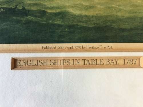 WOW !!! Vintage limited edition framed print of "English ships in Table Bay 1787" by Robert Dodd