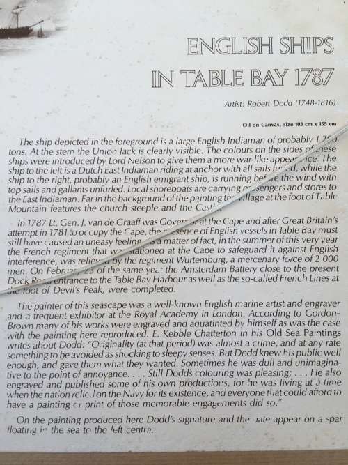 WOW !!! Vintage limited edition framed print of "English ships in Table Bay 1787" by Robert Dodd