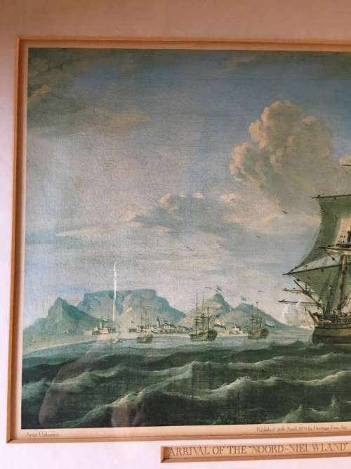 WOW !!! Vintage limited edition framed print of Table Bay 1762 from the William Fehr collection