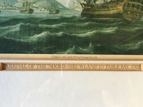 WOW !!! Vintage limited edition framed print of Table Bay 1762 from the William Fehr collection