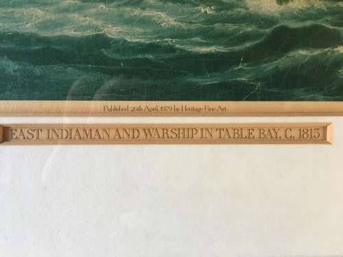 WOW !!! Vintage limited edition framed print of "East Indiaman and warships in Table Bay c1815