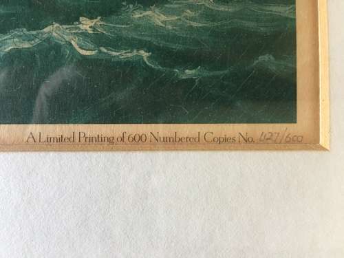 WOW !!! Vintage limited edition framed print of "East Indiaman and warships in Table Bay c1815