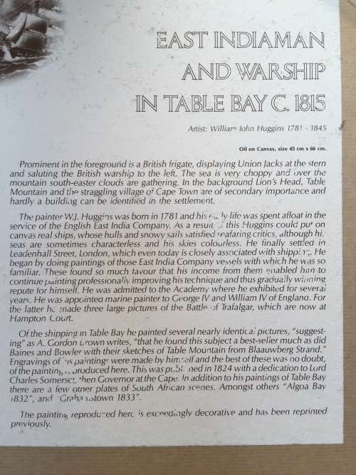 WOW !!! Vintage limited edition framed print of "East Indiaman and warships in Table Bay c1815