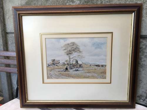 WOW !!! A STUNNING FRAMED PRINT OF A Landscape signed by famous Veld Sketchbook artist JEFF HUNTLY