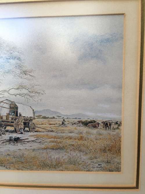WOW !!! A STUNNING FRAMED PRINT OF A Landscape signed by famous Veld Sketchbook artist JEFF HUNTLY