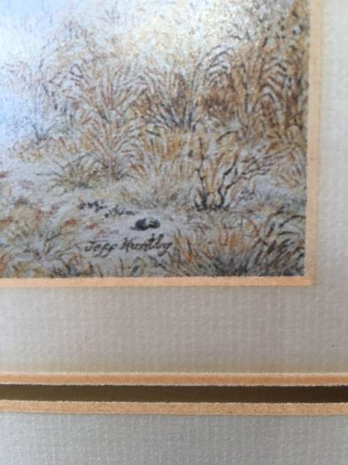 WOW !!! A STUNNING FRAMED PRINT OF A Landscape signed by famous Veld Sketchbook artist JEFF HUNTLY