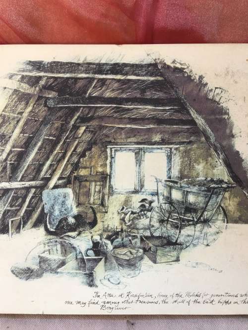 WOW !!! AN OLD PRINT ON BLOCK BOARD "The Attic"