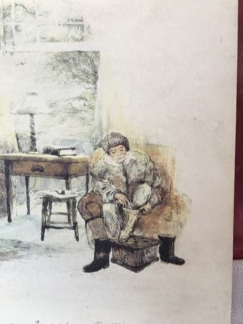 WOW !!! AN OLD PRINT ON BLOCK BOARD "The gun room at Kersefontein near Hopefield" signed