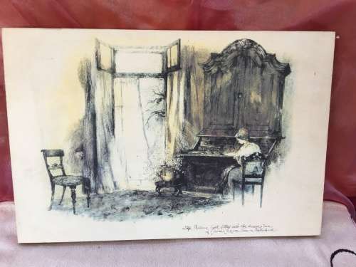 WOW !!! AN OLD PRINT ON BLOCK BOARD "Georgian house in Stellenbosch" signed