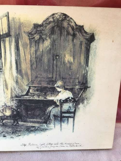 WOW !!! AN OLD PRINT ON BLOCK BOARD "Georgian house in Stellenbosch" signed