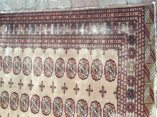 WELL WORN GENUINE WOOL HAND KNOTTED BOKHARA PERSIAN CARPET 1540 X 1250mm