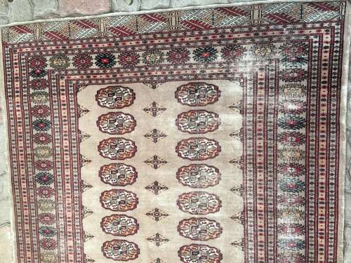 WELL WORN GENUINE WOOL HAND KNOTTED BOKHARA PERSIAN CARPET 1540 X 1250mm
