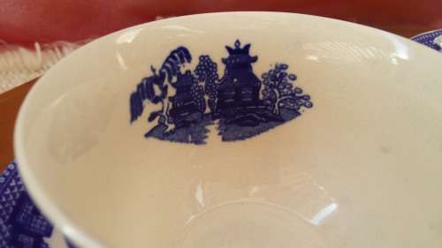 COLLEENCH76 ONLY   3 x Vintage 1940s Blue Willow Porcelain Tea Trio made in Japan