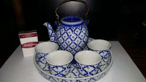 Thailand Blue and white Tea Set and Sweet Tray.