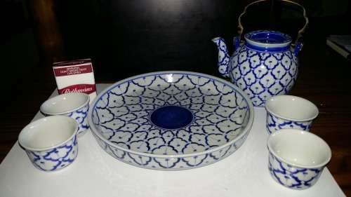 Thailand Blue and white Tea Set and Sweet Tray.