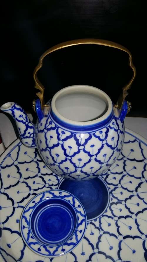 Thailand Blue and white Tea Set and Sweet Tray.