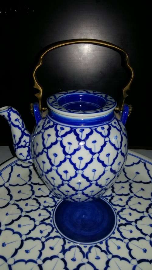Thailand Blue and white Tea Set and Sweet Tray.