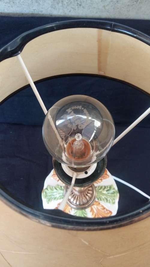 Antique Elcobaca Capodimonte Lamp with solid brass base with Shade. 52.5 tall. made in Portugal