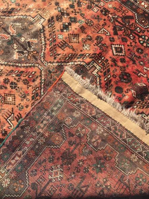 GORGEOUS VINTAGE GENUINE WOOL HAND KNOTTED TRIBAL SHIRAZ PERSIAN CARPET  2100 X 1700mm