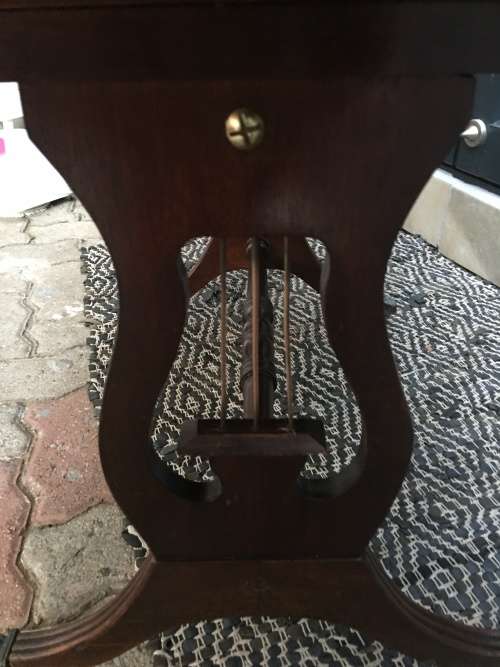 WOW !! ANTIQUE LEATHER INLAID 2 DRAWER MAHOGANY DROPSIDE TABLE ON CASTORS