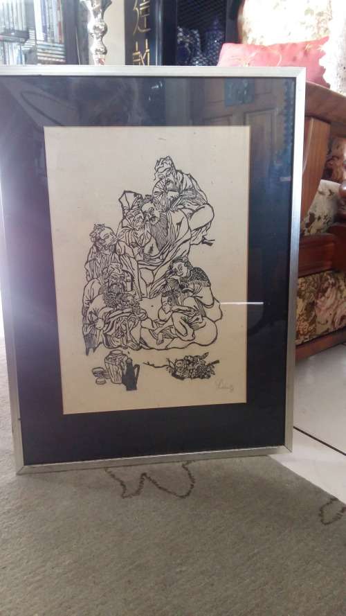 WOW !! Stunning highly collectible framed Chinese Ink art of " THE EIGHT IMMORTALS" signed by Ling