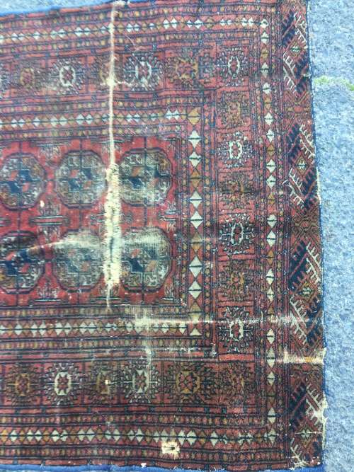 VERY WELL WORN AGED AND FATIGUED BOKHARA PERSIAN CARPET 1800 X 1240mm