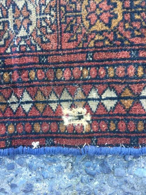 VERY WELL WORN AGED AND FATIGUED BOKHARA PERSIAN CARPET 1800 X 1240mm