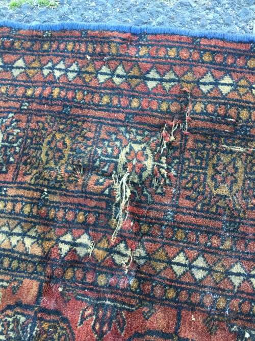 VERY WELL WORN AGED AND FATIGUED BOKHARA PERSIAN CARPET 1800 X 1240mm