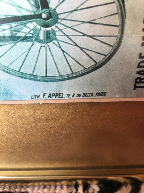 WOW !!! STUNNING FRAMED BEHIND GLASS VINTAGE HOWE BICYCLE TRICYCLES LITHOGRAPH