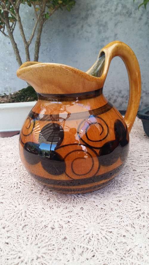 Absolutely Beautiful  Vintage Heavy Glazed Brown Tones Pitcher Lt