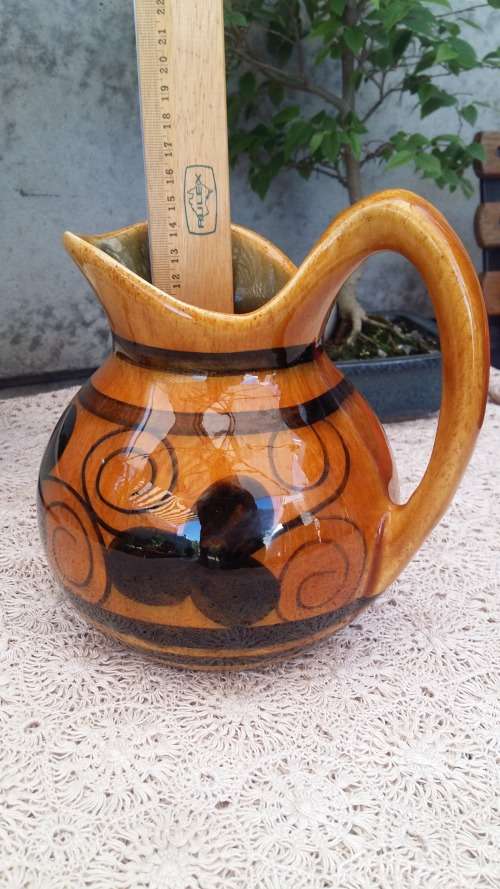 Absolutely Beautiful  Vintage Heavy Glazed Brown Tones Pitcher Lt