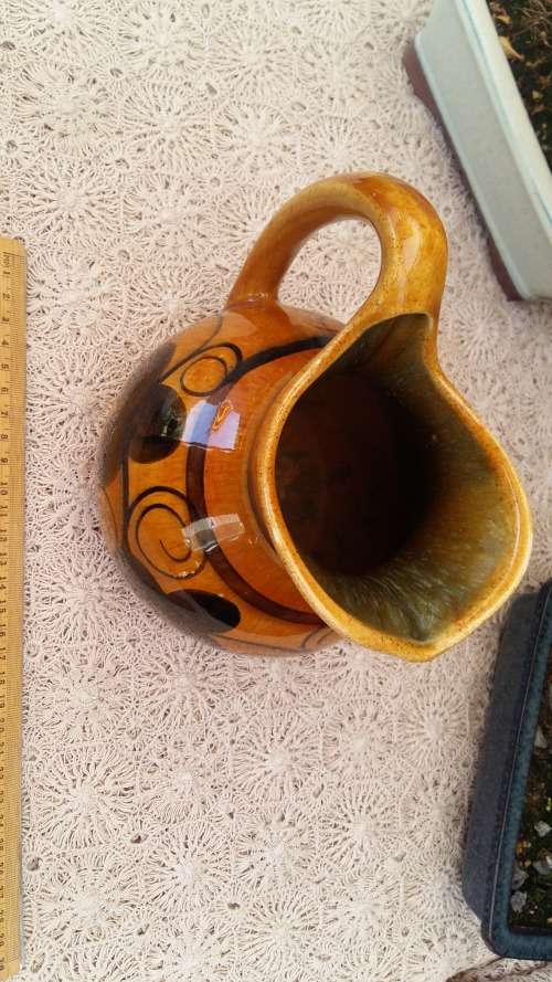 Absolutely Beautiful  Vintage Heavy Glazed Brown Tones Pitcher Lt