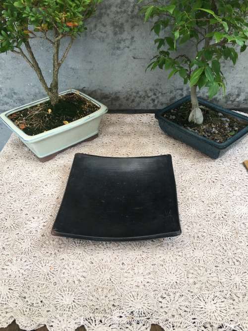 ABSOLUTELY STUNNING LARGE SQUARE VINTAGE ORIENTAL SUSHI PLATE WITH RAISED CORNERS