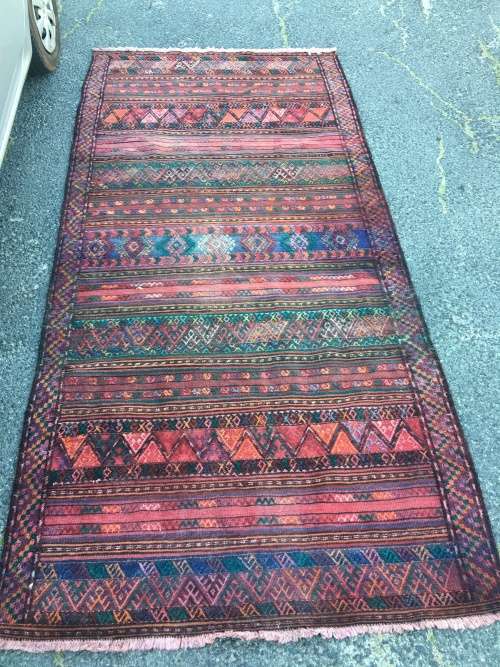 WOW !! STUNNING PURE WOOL ANTIQUE SIRJAN CROCHET KELIM PERSIAN CARPET FROM SOUTHERN IRAN 1450 X 3000