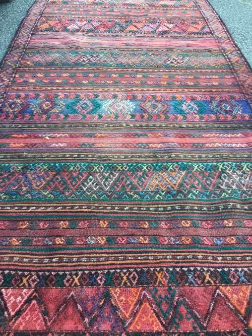WOW !! STUNNING PURE WOOL ANTIQUE SIRJAN CROCHET KELIM PERSIAN CARPET FROM SOUTHERN IRAN 1450 X 3000