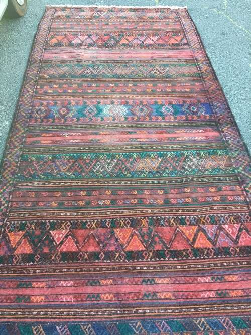 WOW !! STUNNING PURE WOOL ANTIQUE SIRJAN CROCHET KELIM PERSIAN CARPET FROM SOUTHERN IRAN 1450 X 3000