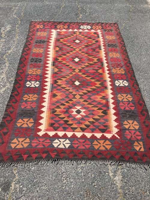 WOW !!!!  STUNNING LARGE PURE WOOL FLAT WEAVE AUTUMN TONES KELIM PERSIAN CARPET  2500 X 2000mm